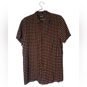 Express Men's M Sustainable Ecovero Viscose Short Sleeve Retro Geo Print Shirt